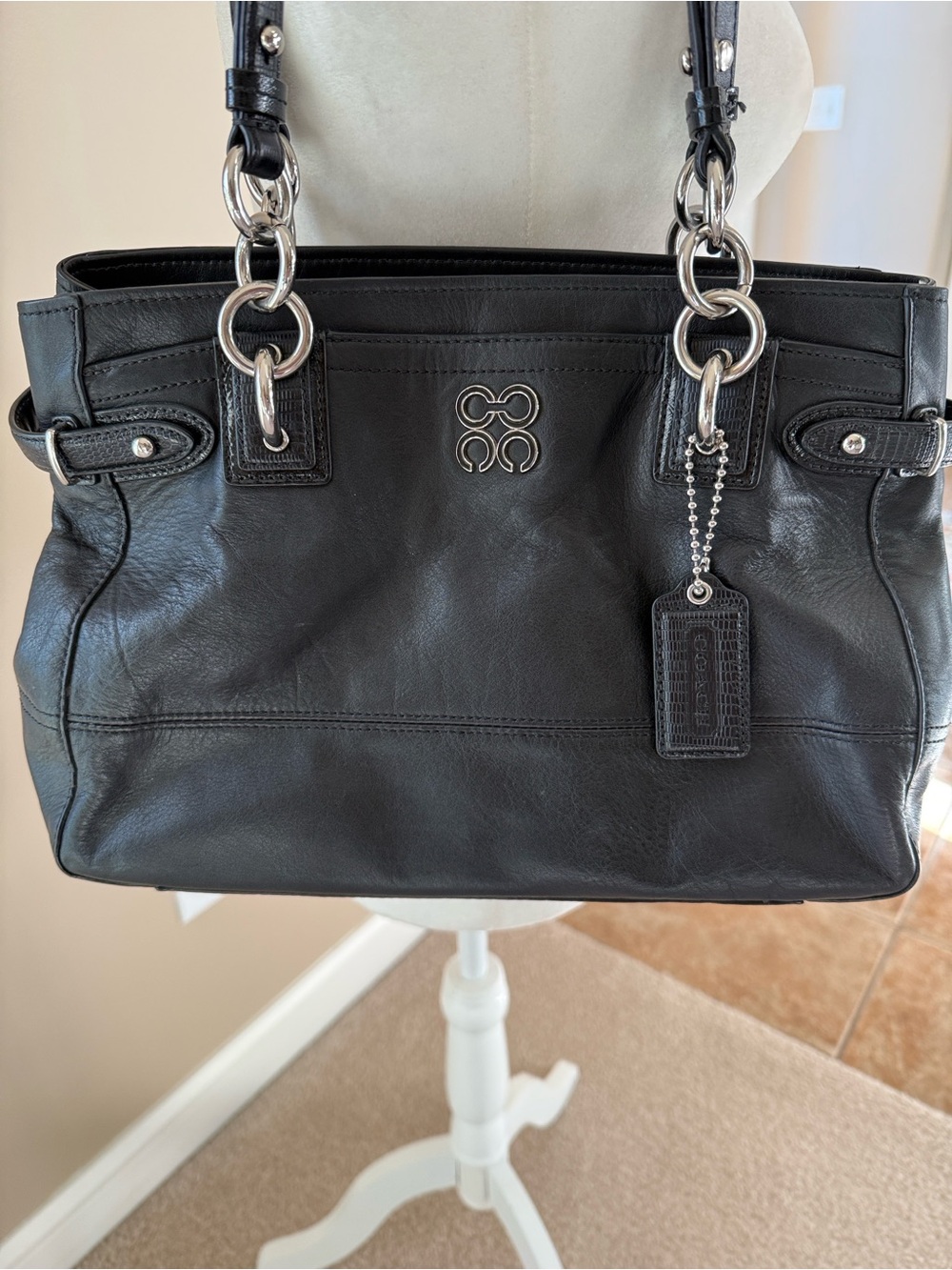 COACH COLETTE Women’s Black Leather Carryall Handbag F16460 $458 Mrsp